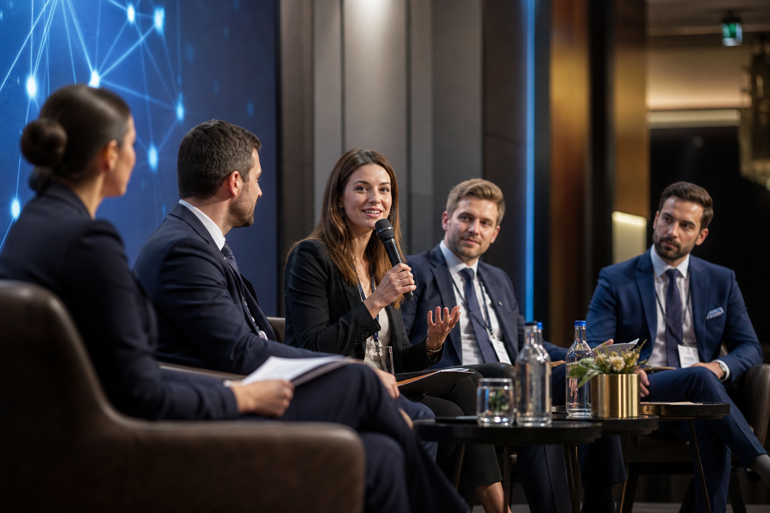 Profesjonalny panel dyskusyjny z eleganckimi ekspertami na scenie — Jak dobrze zaplanować sympozjum branżowe od pierwszego pomysłu do rejestracji uczestników